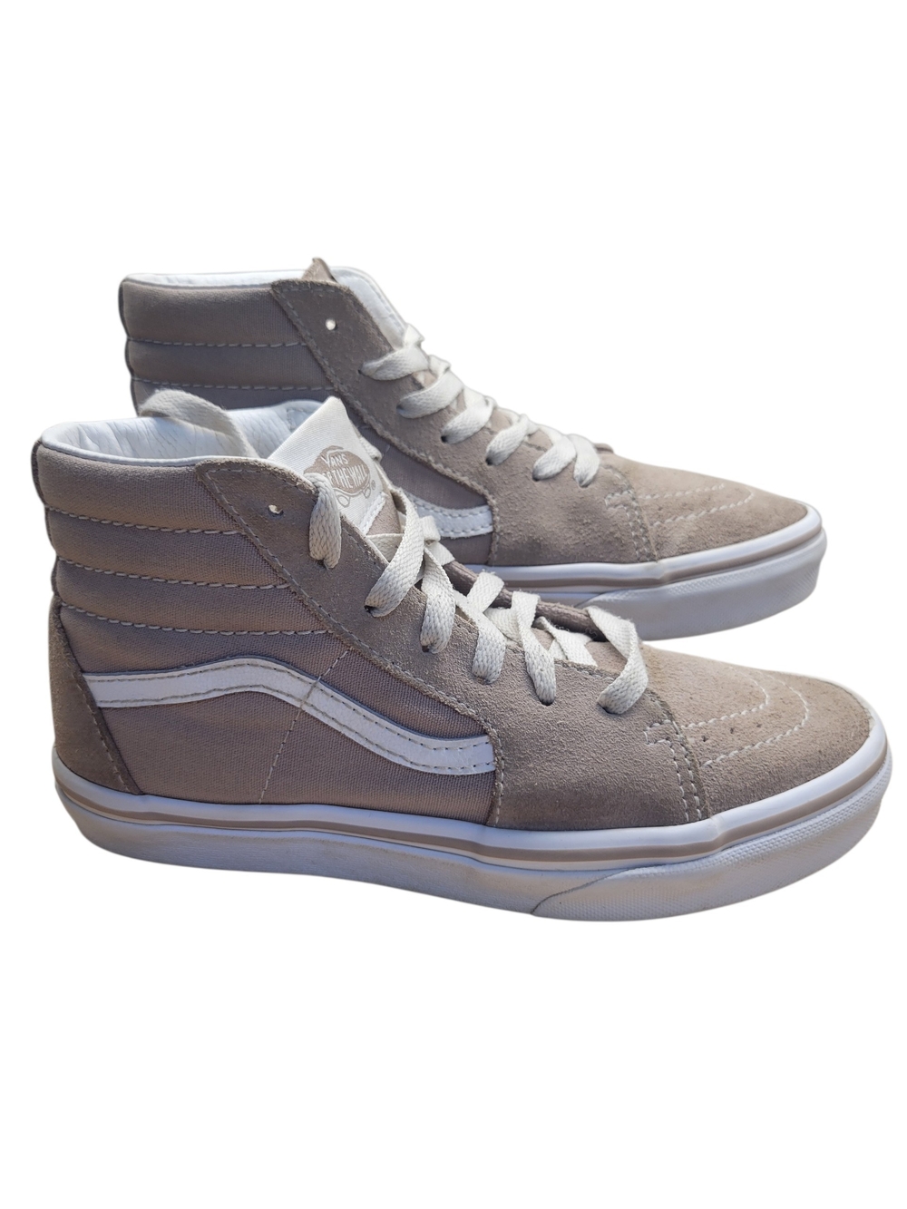 Vans Sk8-Hi Men’s High-Top Sneakers in Taupe/White